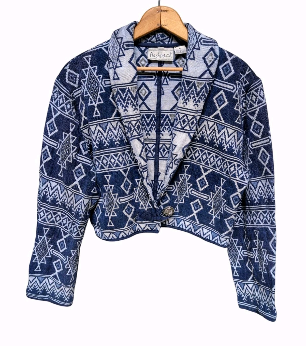 VINTAGE Flashback Aztec Tribal Women’s MEDIUM Western FlareSleeve Cropped Jacket
