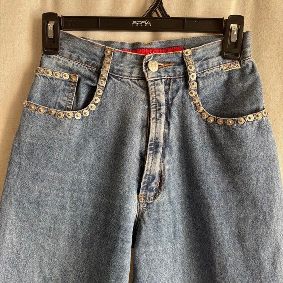 Y2K Grunge Denim revolt Jeans studded pockets straight/loose fit small 25″