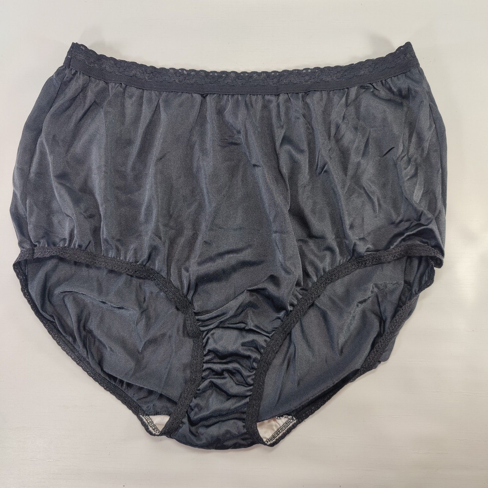 Vtg JMS Granny Panty Black Nylon Size 11 Cotton Gusset
