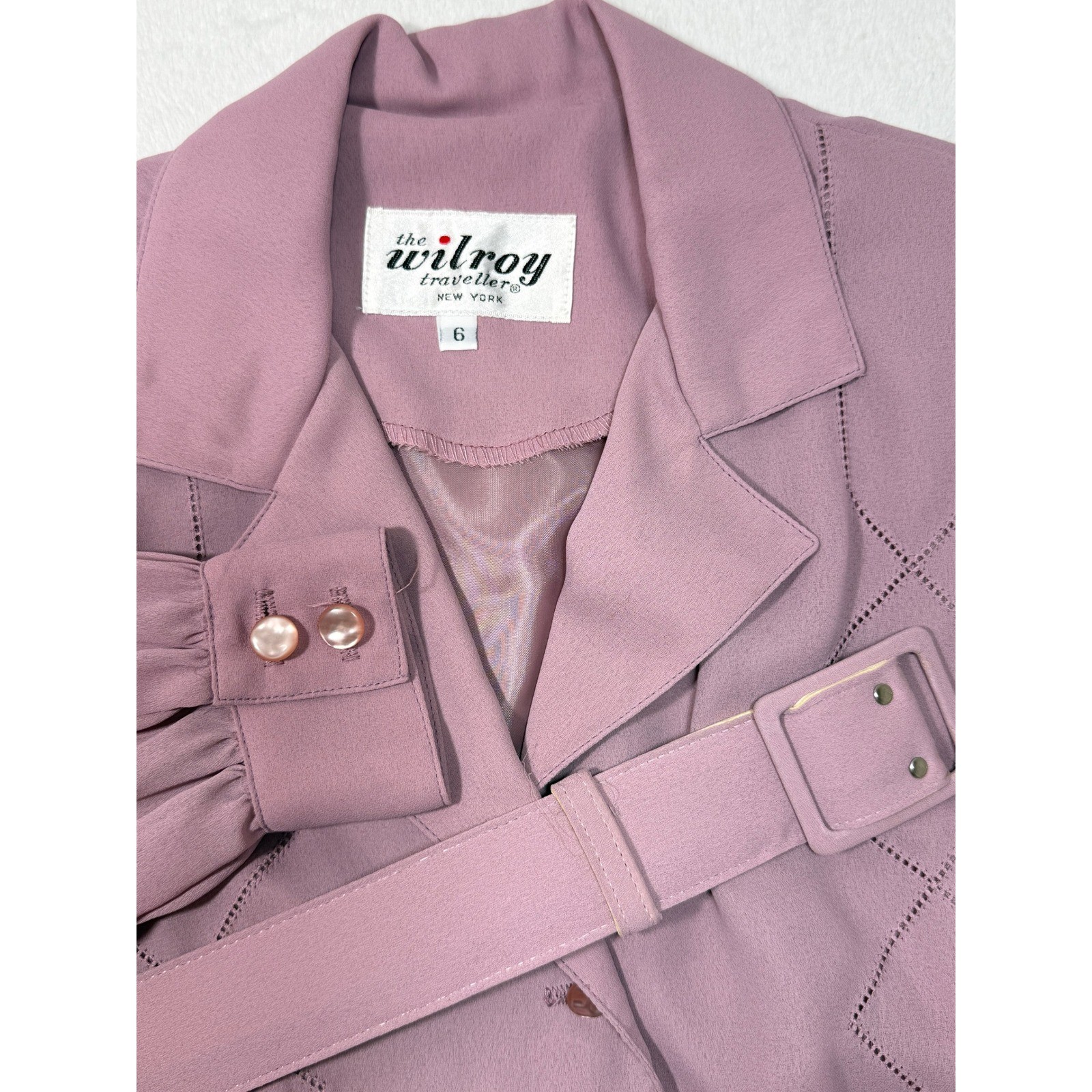 Wilroy Traveller Womens Vintage 6 Mauve Long Sleeve Belted Midi Dress