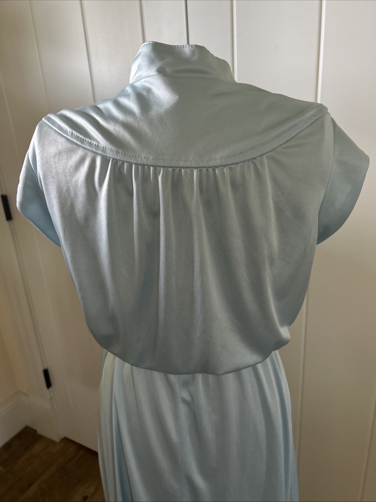 Vintage 1970’s Sears The Fashion Place Silky Baby Blue Disco Dress Vtg. Size 12