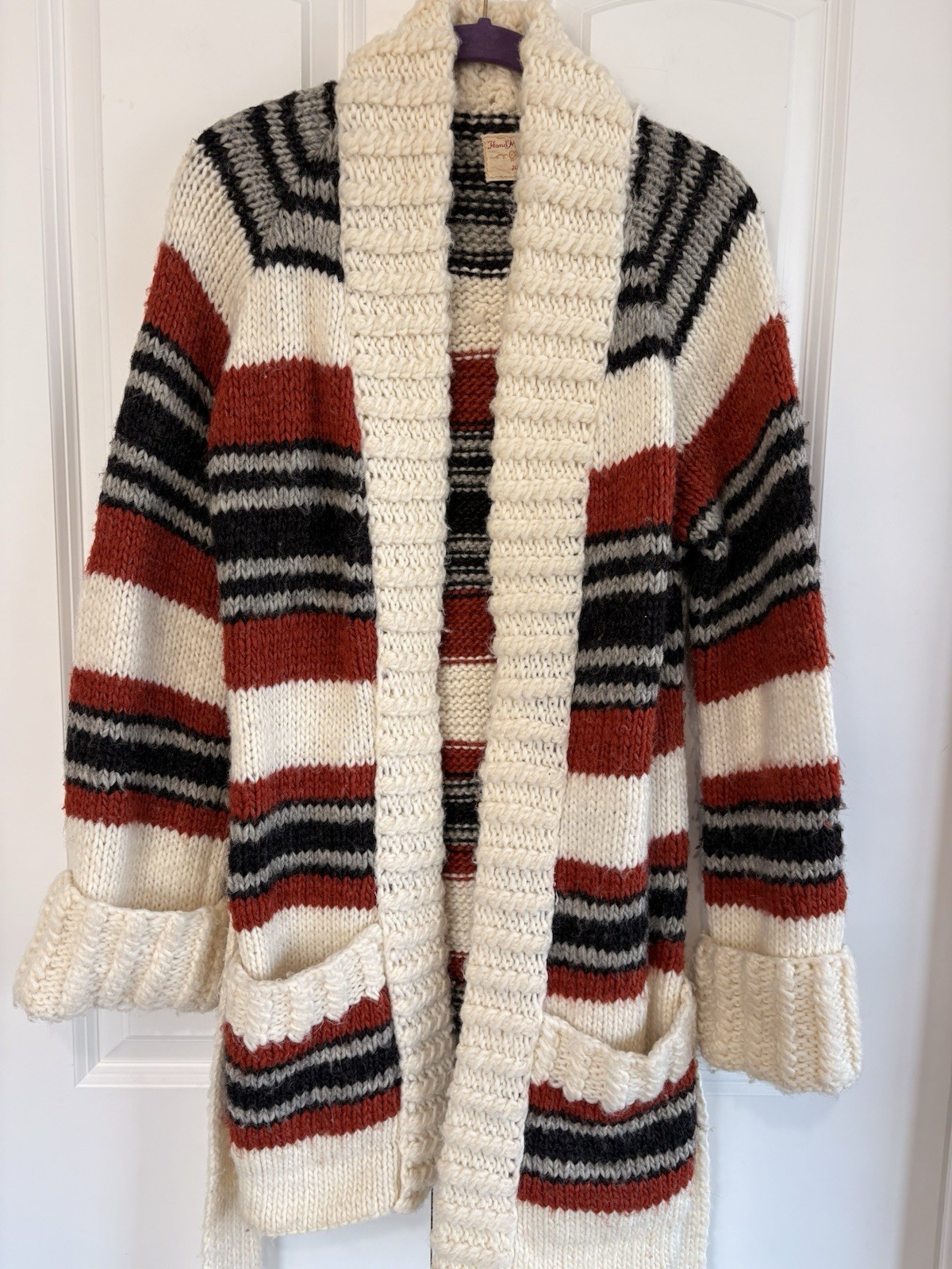 Vintage Cardigan Sweater, white/black/gray/deep red, S/M