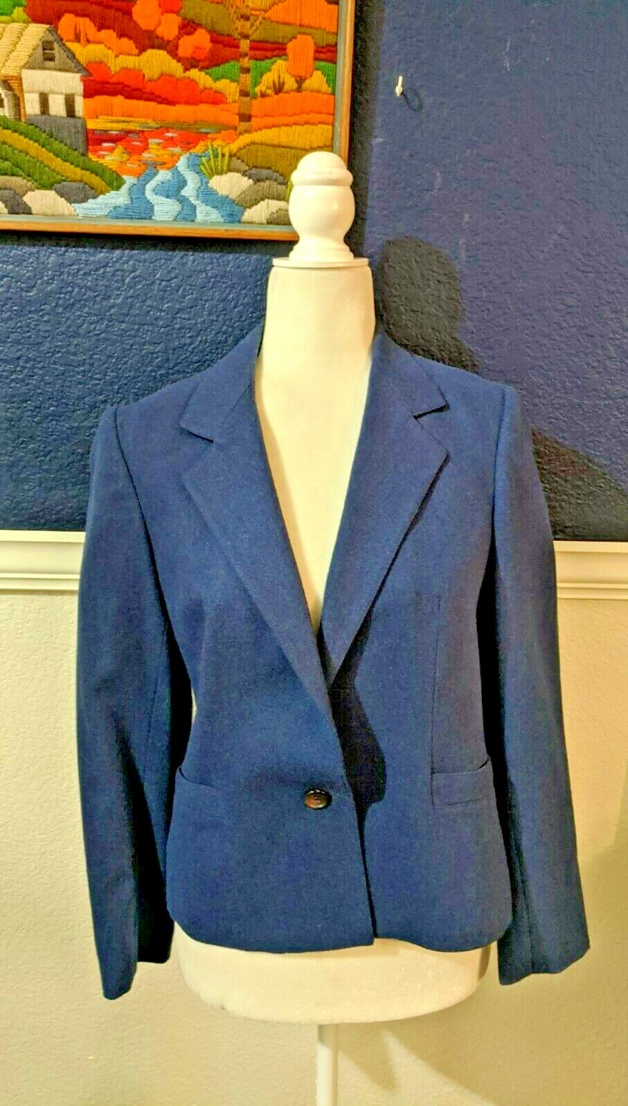VTG Lord & Taylor Austin Hill Royal Blue One Button Blazer Jacket Sz 8 Medium M