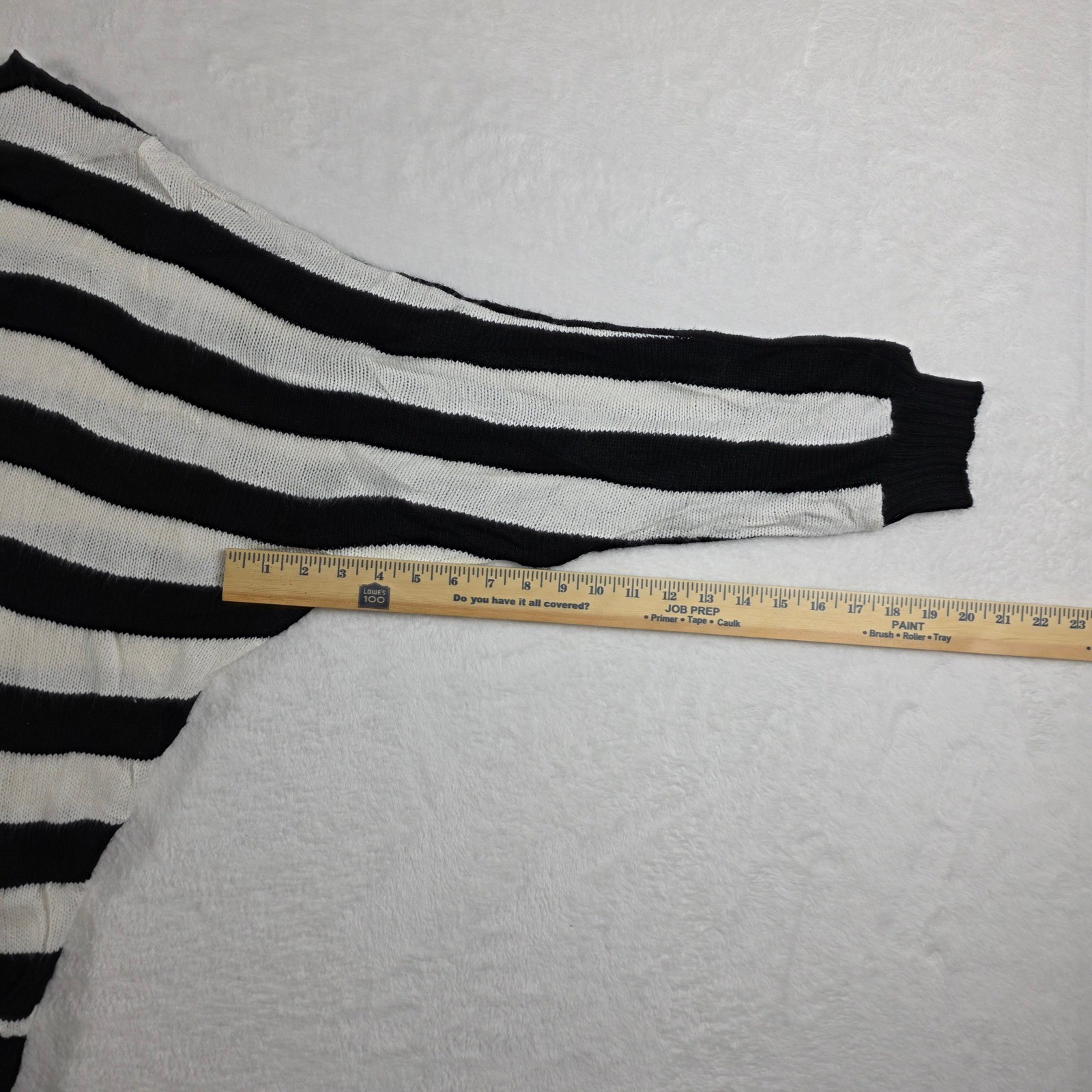 Teasers Knit Sweater Womens One Size Black White Striped Split Batwing Vintage
