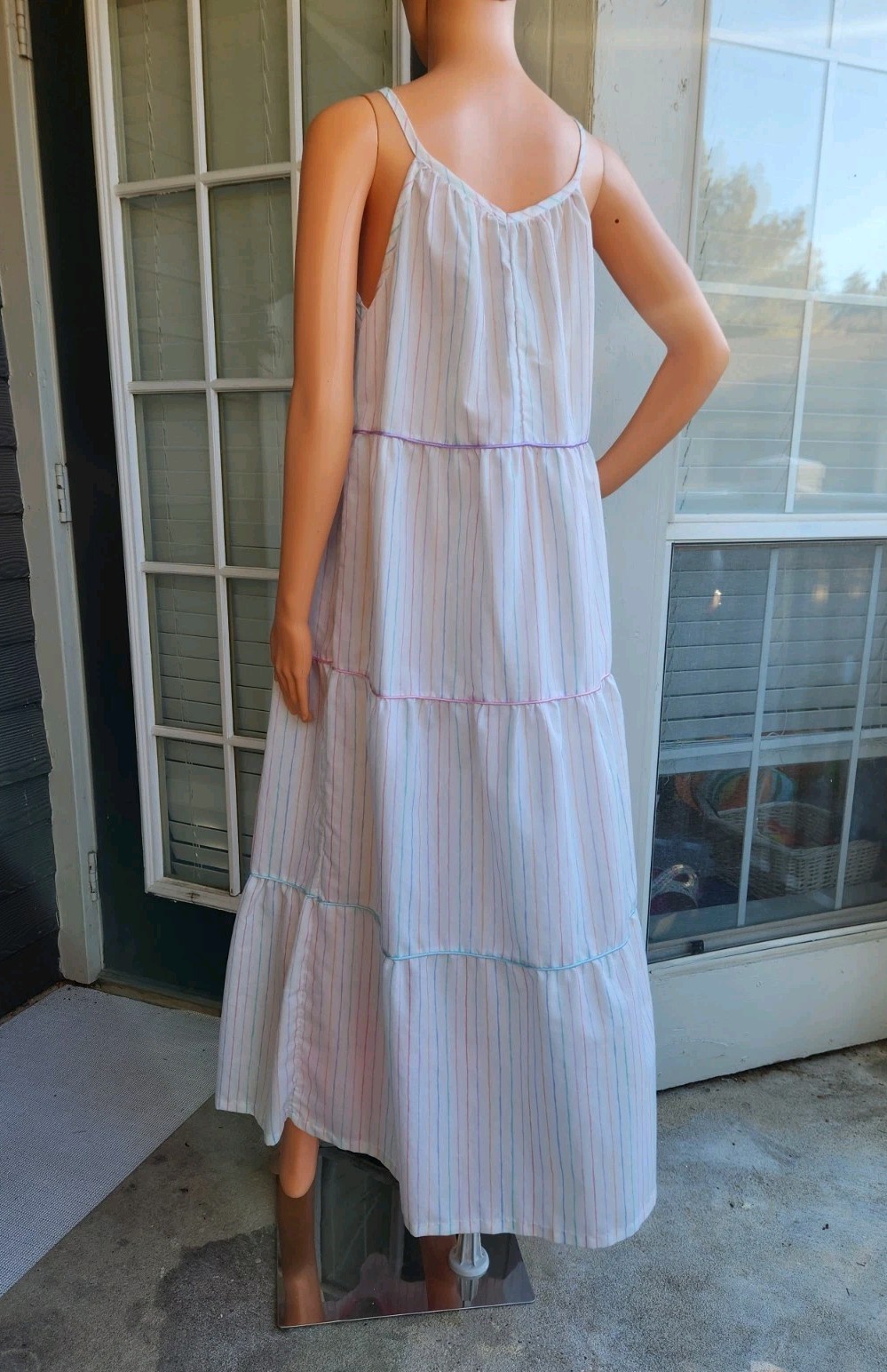 Vtg Brandywine 2-Piece Set Striped Tiered Maxi Prairie Dress & Bolero Jacket M