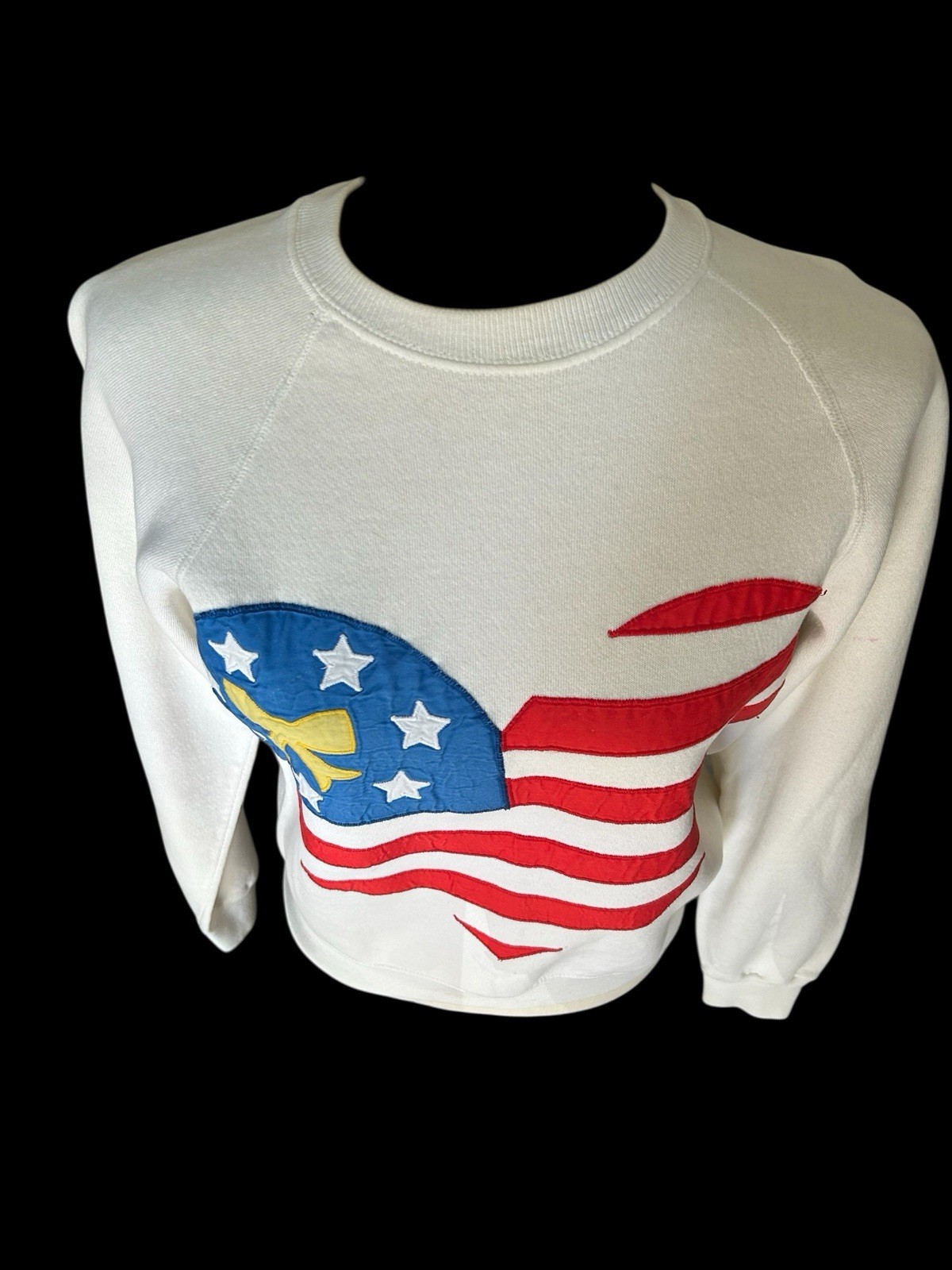 Vintage 70s Lee Sturdy Sweats Patriotic Red White Blue Heart Applique Sweatshirt
