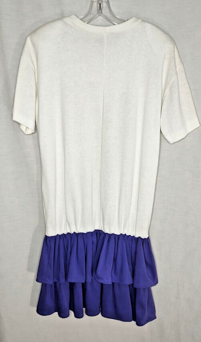 Vintage NWT Women’s 80s T Shirt Dress Surfer Ruffle Large Saved by the Bell NOS