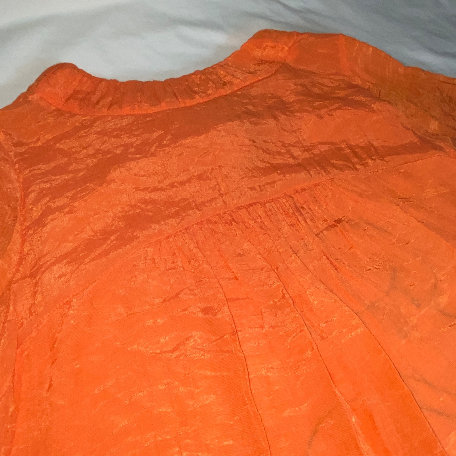Vtg Artsy Blouse Large Orange Top Whimsical Bird Crystals Gauzy Rayon Korean m