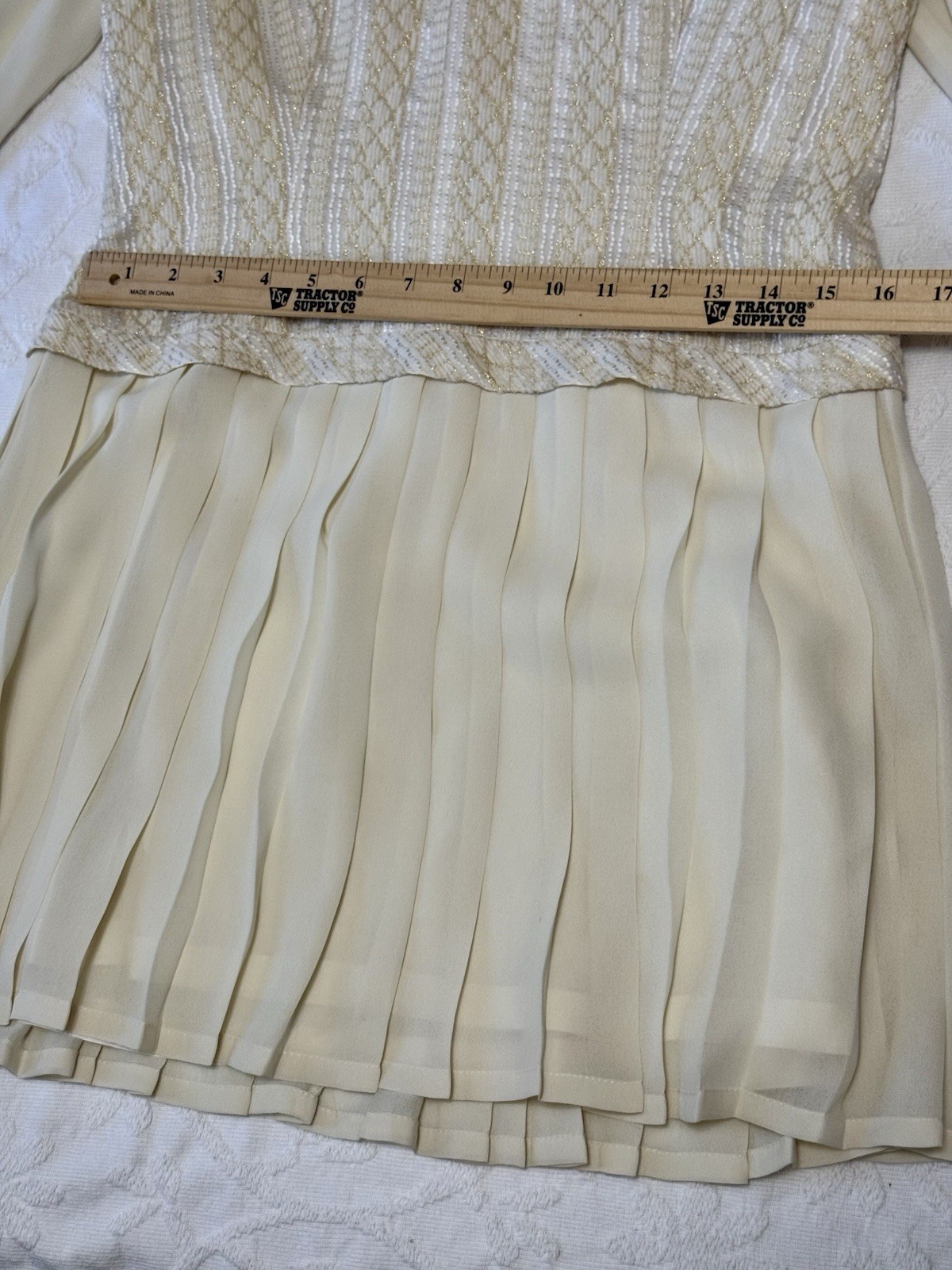 NWOT VTG 90s Clara Yoon Original Korea Designer Dress Quiet Luxury Gold Ivory M