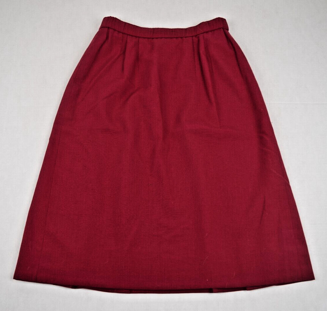 Vintage Pleated Skirt Size S/M60s Burgundy Red Poly Wool Blend Lined Mod GoGo