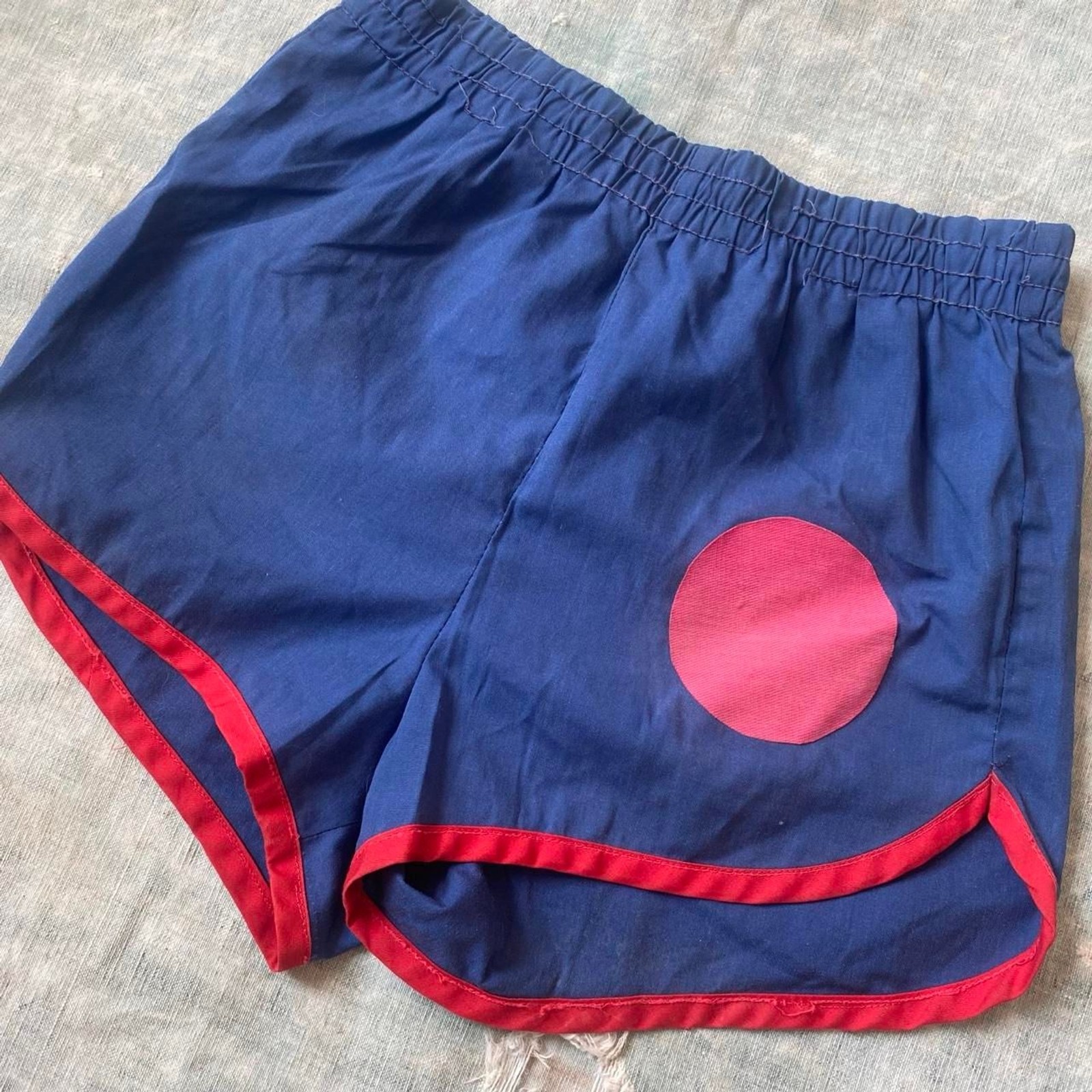 1970s navy and red track shorts
