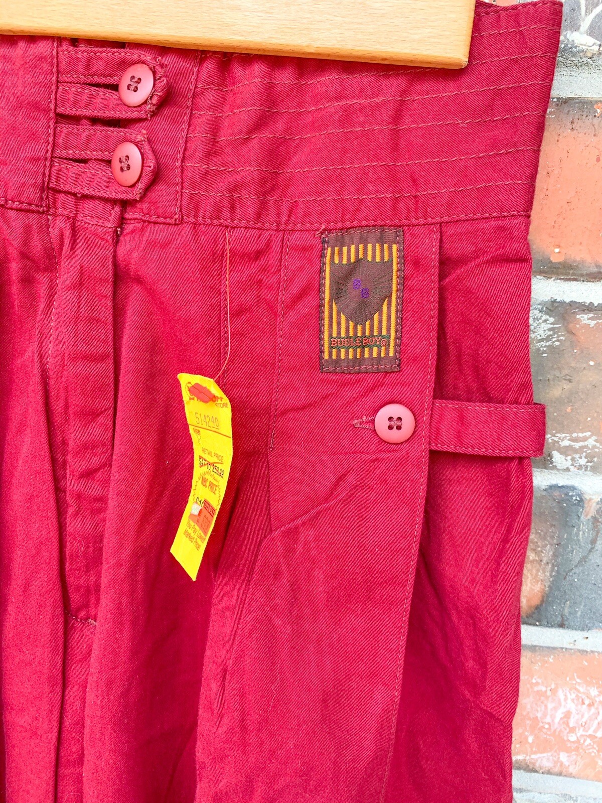 Vintage Deadstock Bugle Boy Maroon Red High Waist Pleated 80s 54054 Pants NWT