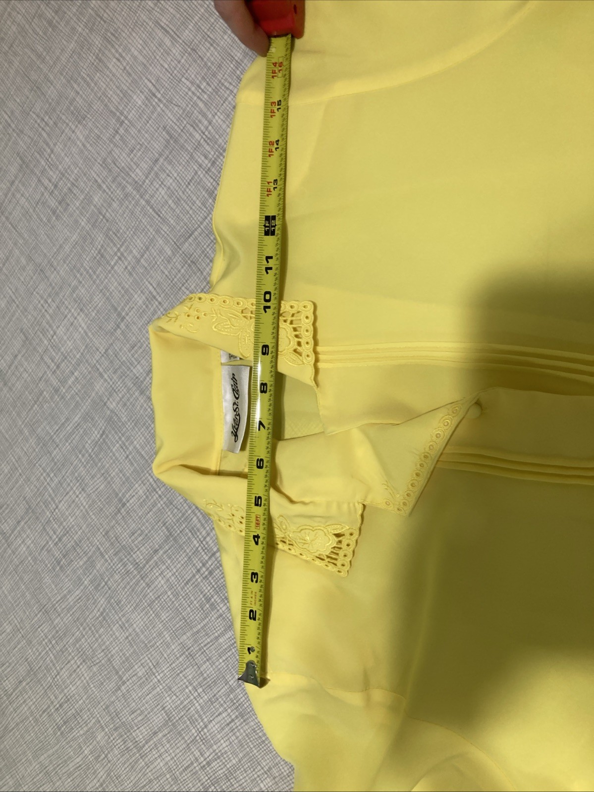 Vtg 1980s Yves Saint Clair Yellow Fabric Button Secretary Cottagecore Top Blouse