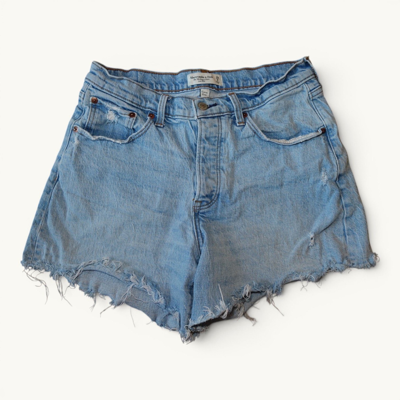 Abercrombie & Fitch The 90s Baggy Shorts Low Rise Denim Light Wash Size 29