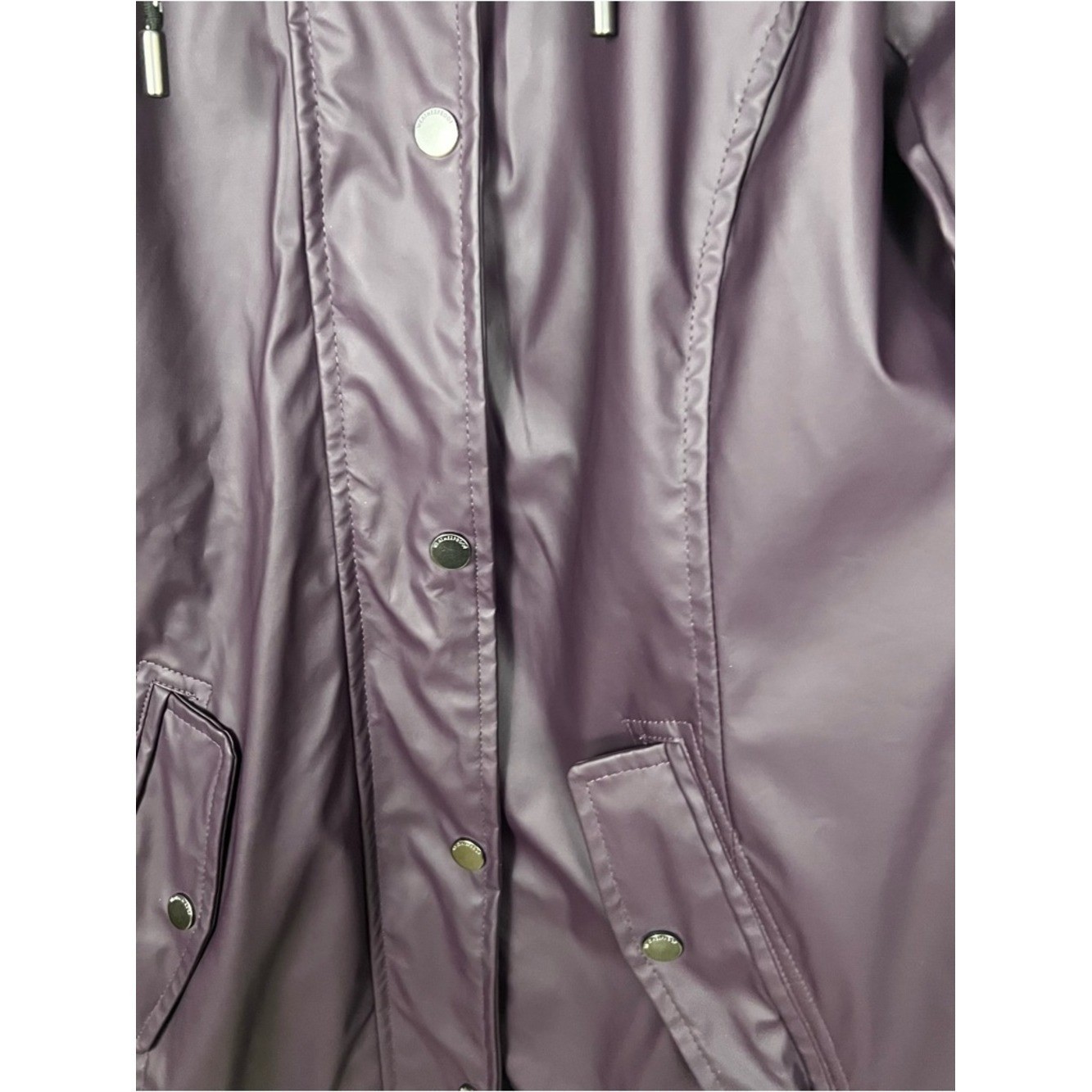 Weatherproof Women’s Hooded Rain Slicker Jacket Plum Size Small