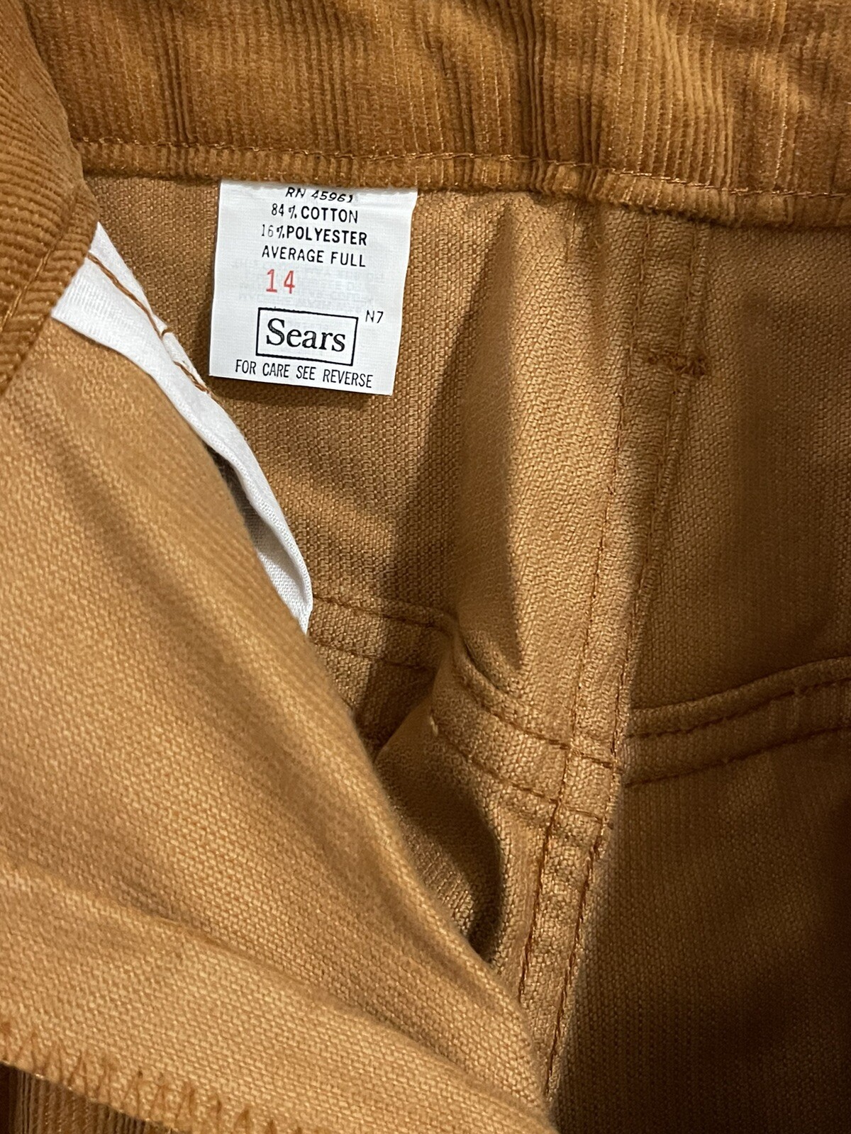 VTG 70s Sears Jeans That Fit Womens Sz 14 Corduroy Pants High Waist Straight Leg