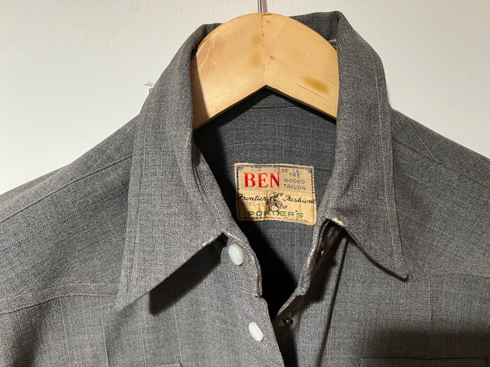 Rodeo Ben Shirt Blouse Vintage 1950s Western Cowgirl Cowboy Snaps Distressed VLV