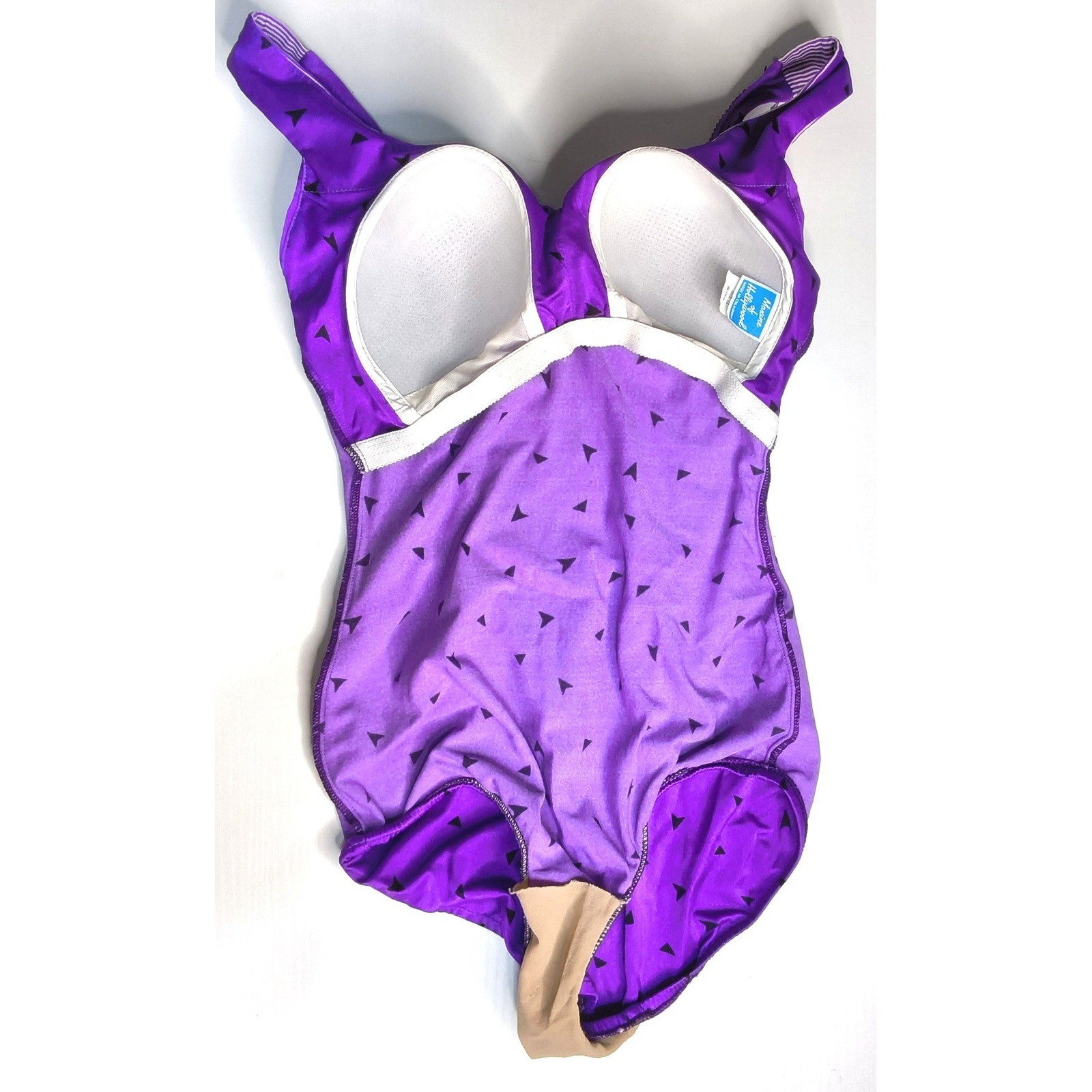 Maxine of Hollywood One Piece Swimsuit Women 12 Purple Geometric Triangle Retro