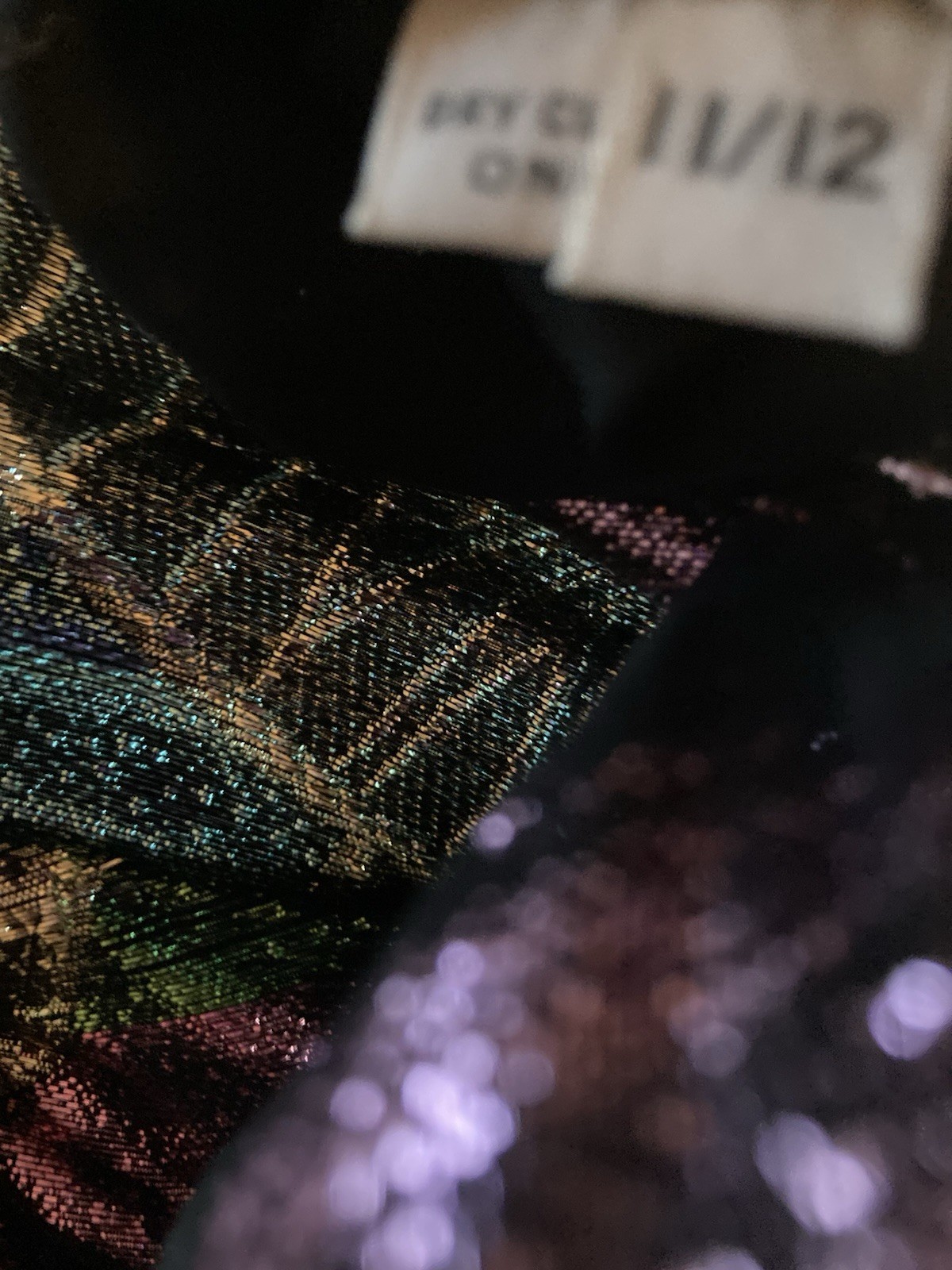 Vintage 80s Disco Glam Black Sheer Rayon Metallic Cocktail Party 11/12