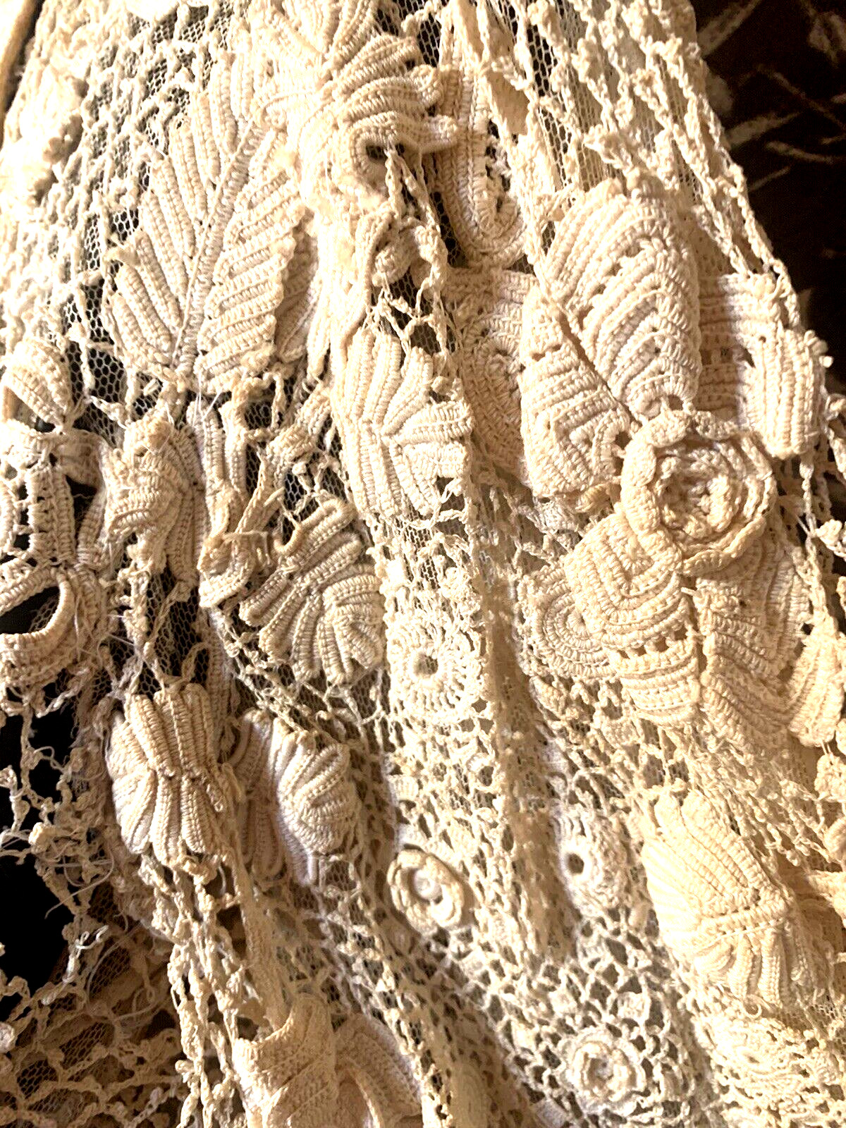 Antique Edwardian Irish Crochet Lace Blouse With High Collar Collectable