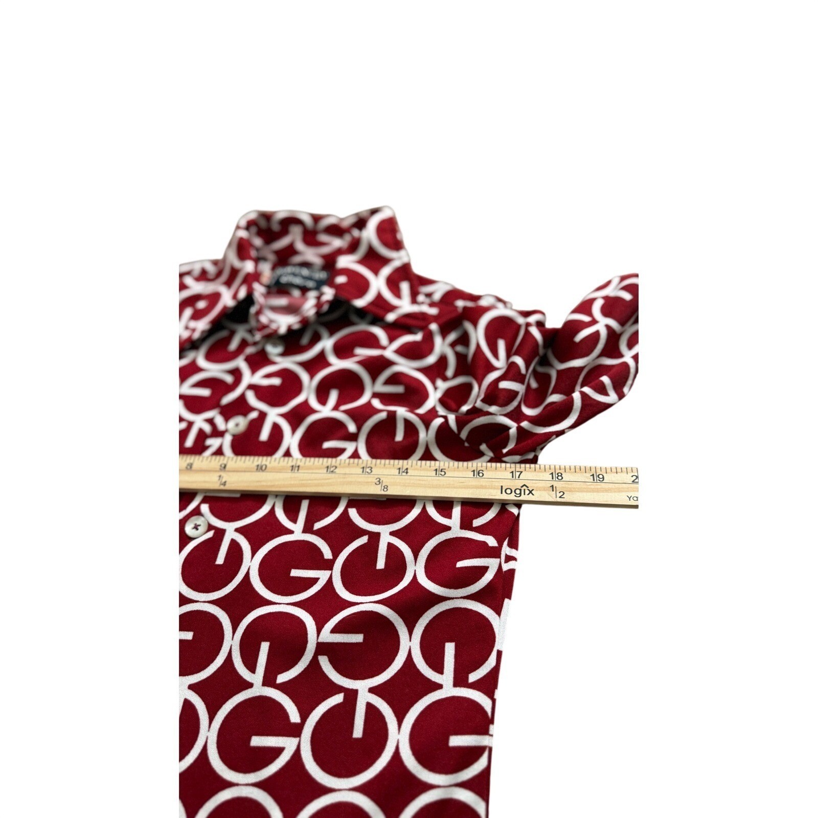 Givenchy for Chesa Red Monogram Logo Button Up Legally Blonde Rare Vintage 70’s
