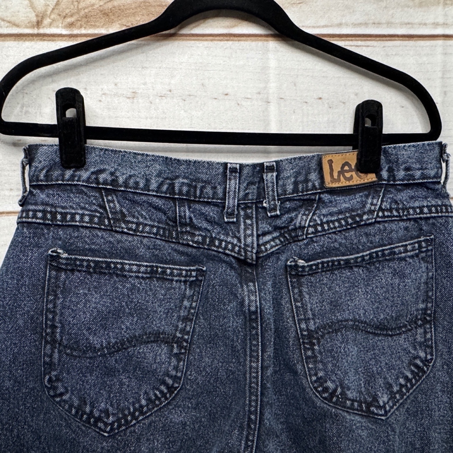 Vintage Lee Riders High Waisted Tapered Leg Acid Wash Black Jeans USA Made 18M