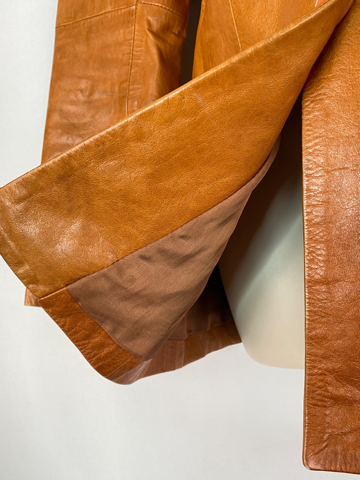 Vintage 1970s brown leather jacket caramel light orange jacket Pusco Mexico M