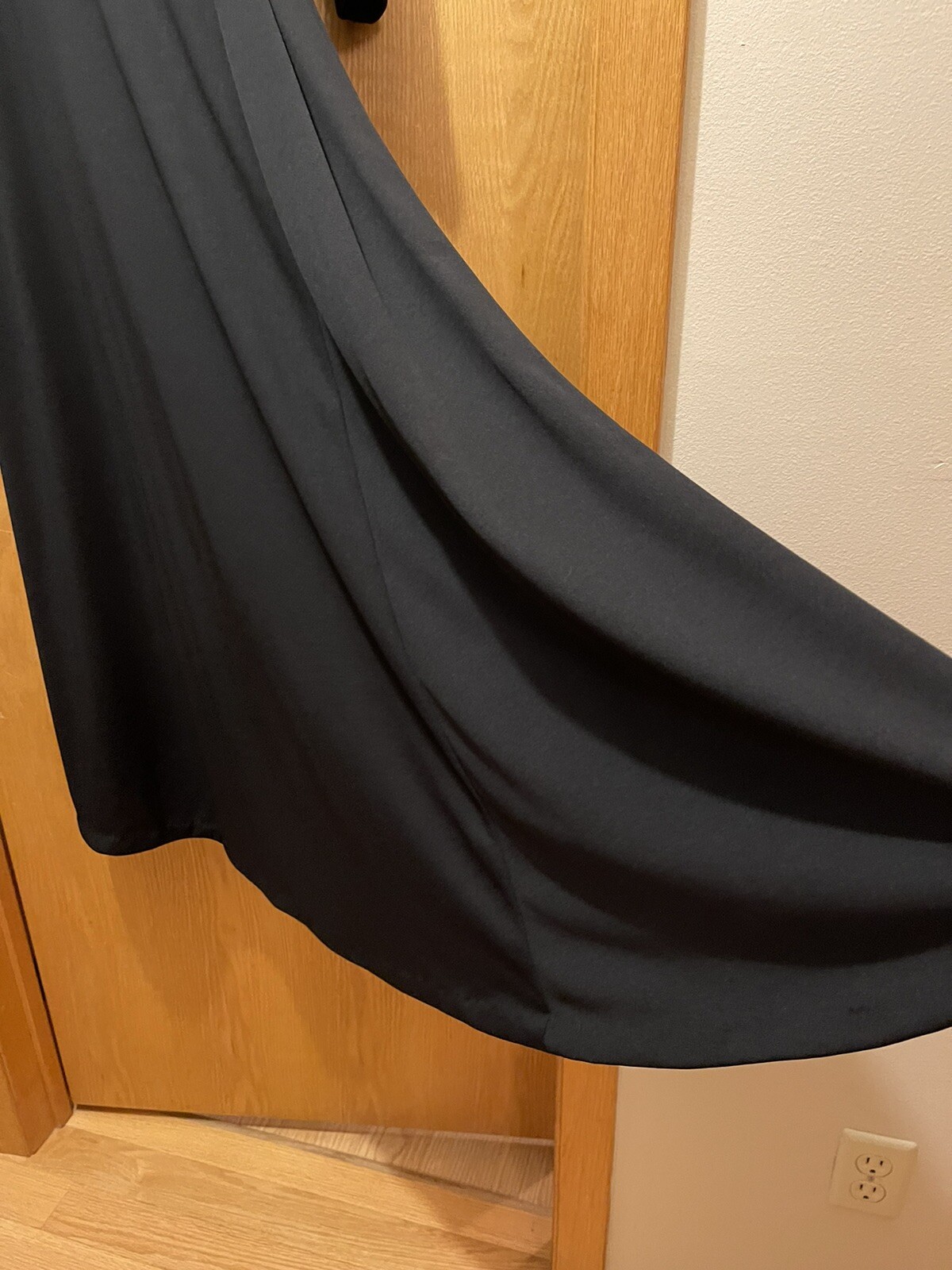 Vtg Ava Gabor by Estevez Black knit long Dress Size 8/9 V Neck Zipper Back