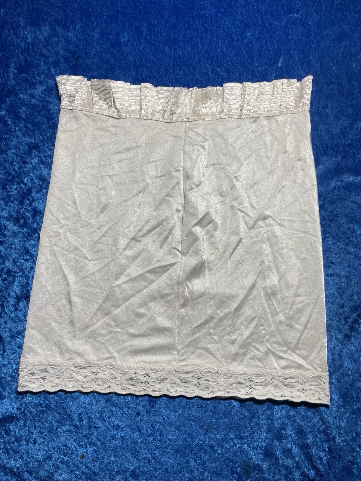 Vintage Mini Slip Skirt Shiny White Nylon Pinup Lingerie Girdle Shaper