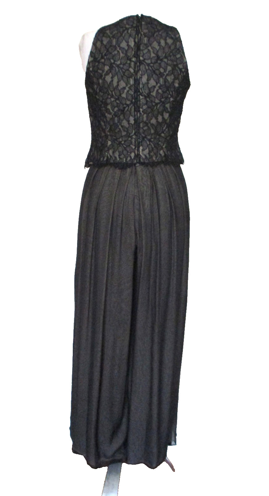 Vintage Carmen Marc Valvo Wide Leg Silk Palazzo Pant Set Lace Top 6 Women