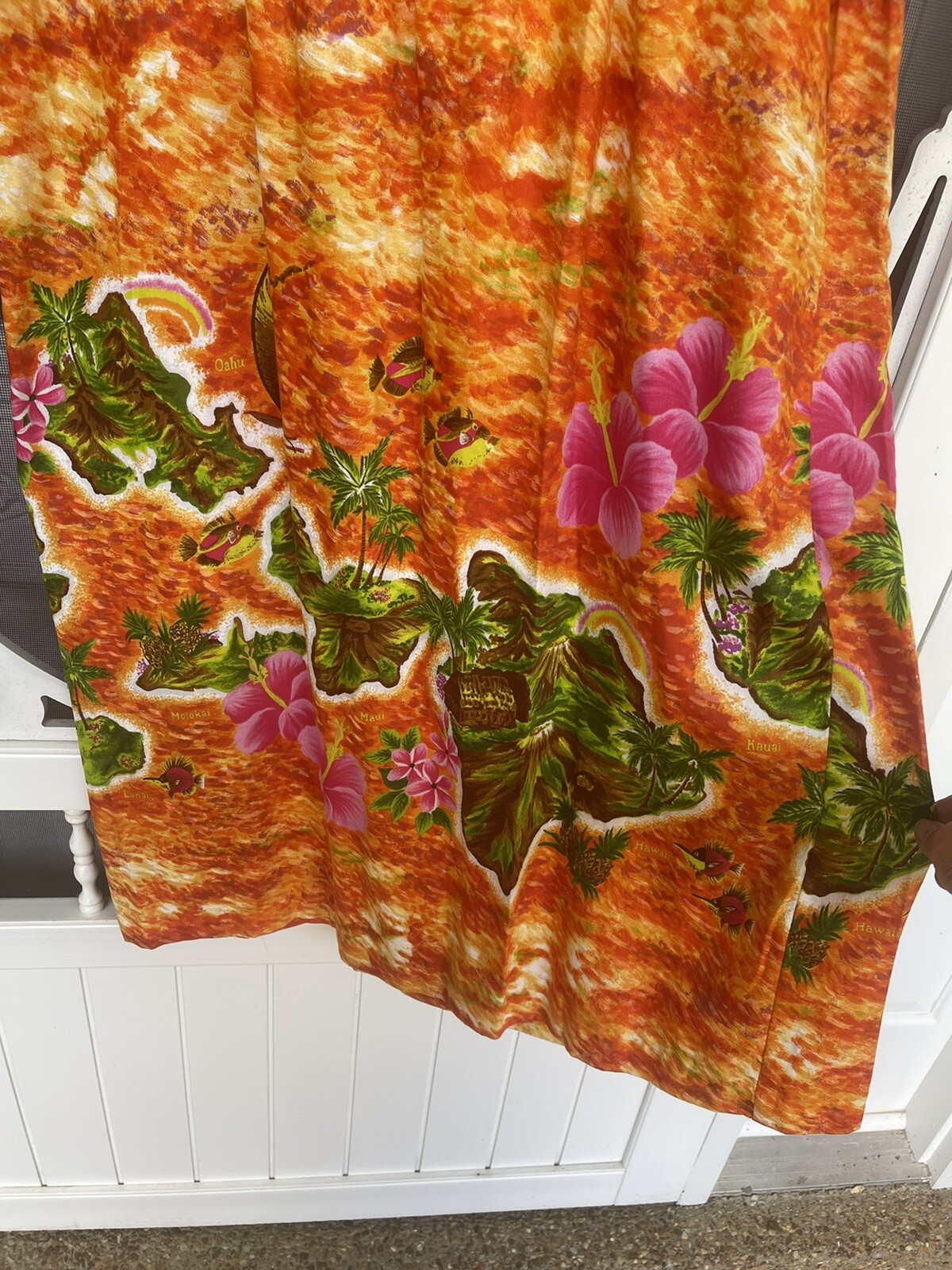 UI-MAIKAI Vtg 70s Hawaiian Island Map MuuMuu Dress Size XXS 8 **see Measurements