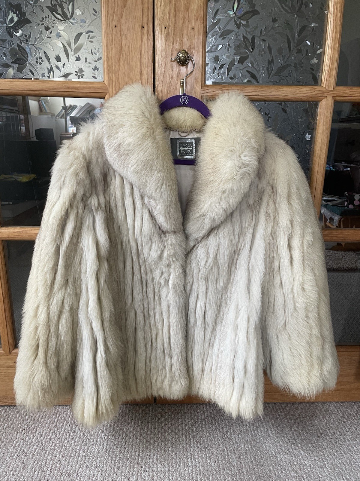 VINTAGE SAGA FOX Women’s Fox Fur Coat NATURAL BLUE XL