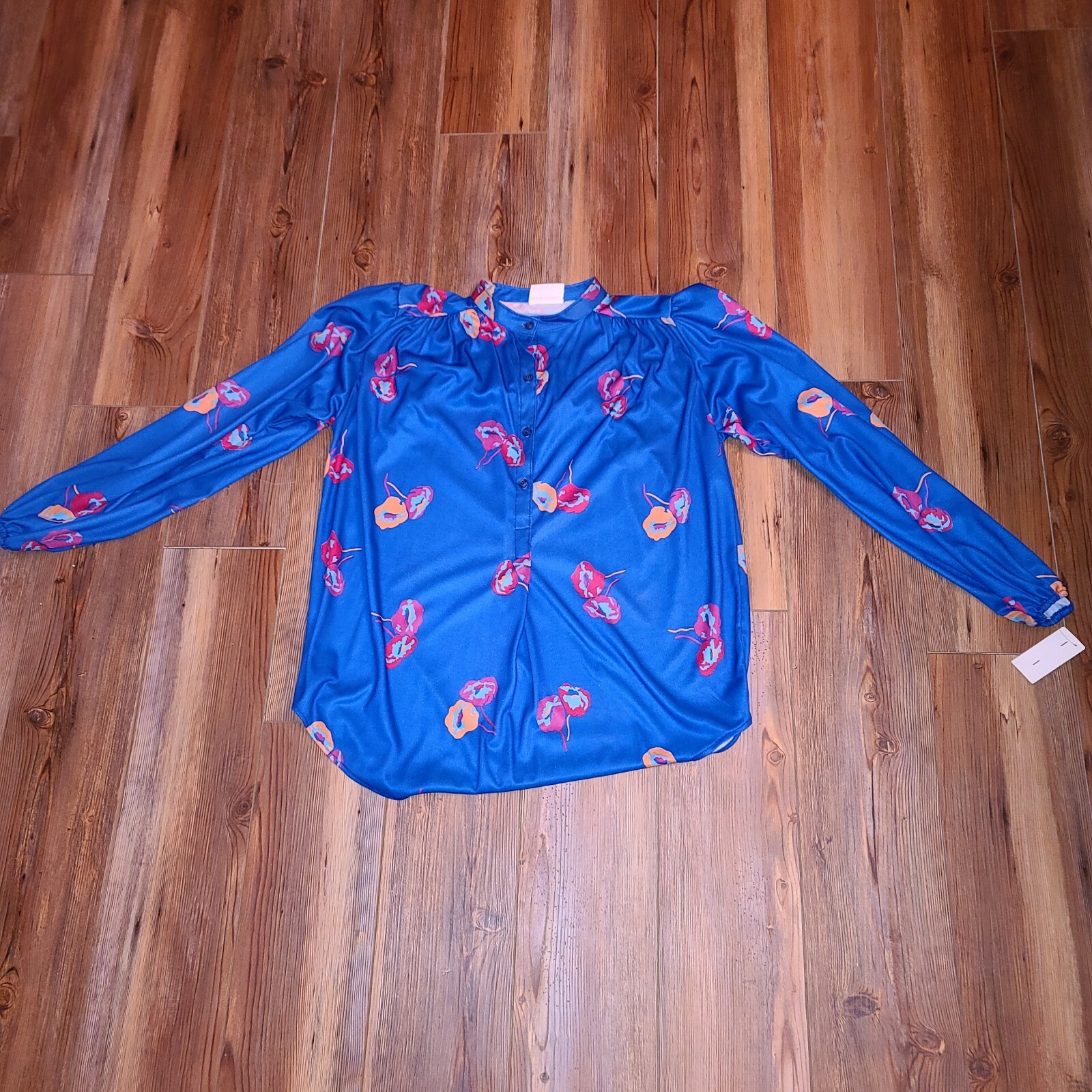 Vintage NOS Oak Hill 70’s Blue Floral Blouse