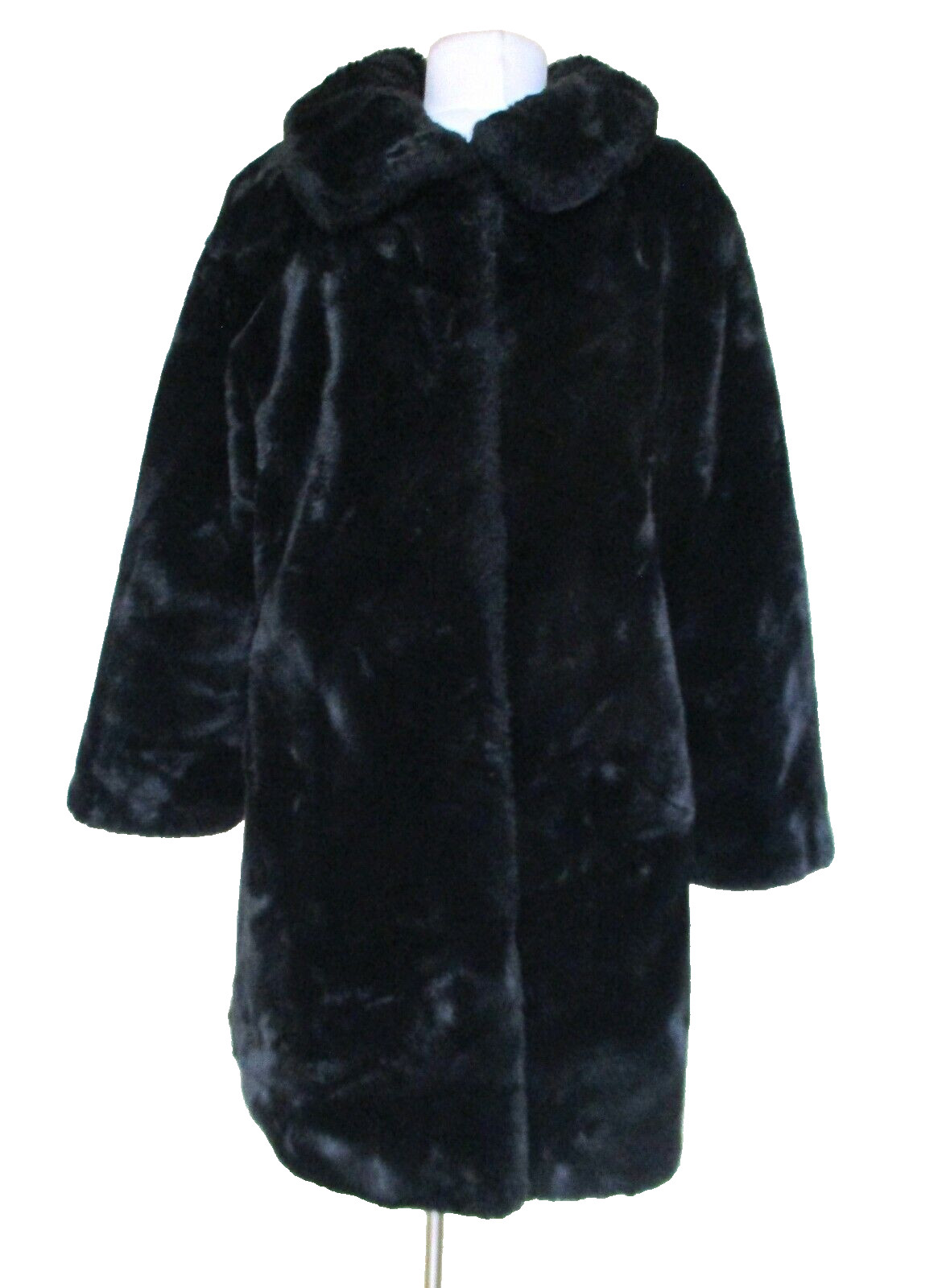 Vintage Pamela McCoy Fuzzy Faux Fur Coat Women M 90s Cozy Dressy Mob Wife