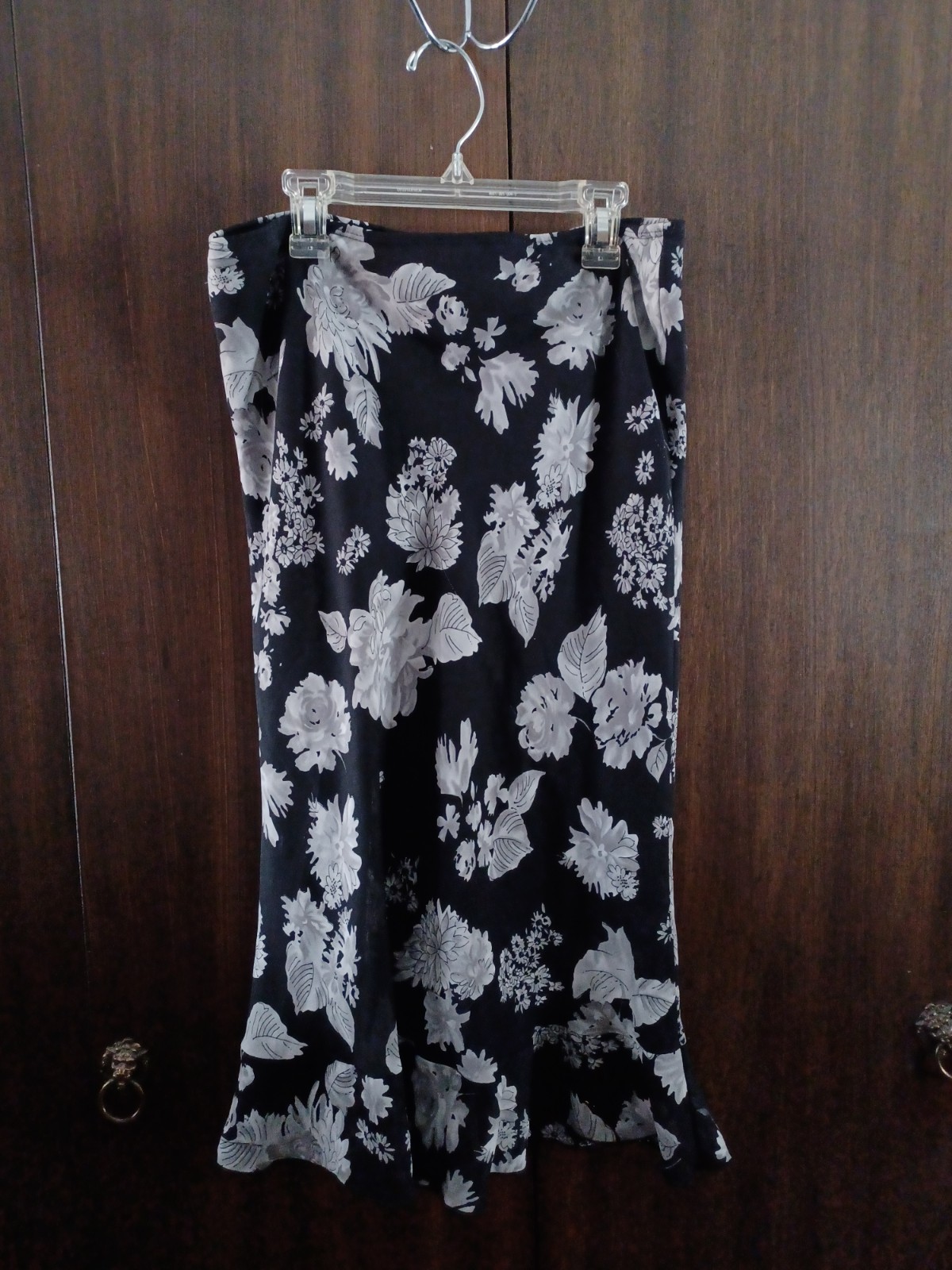 Vintage Monochrome Floral Chiffon Skirt By LunaChix Made In USA Cira 1990s Y2K