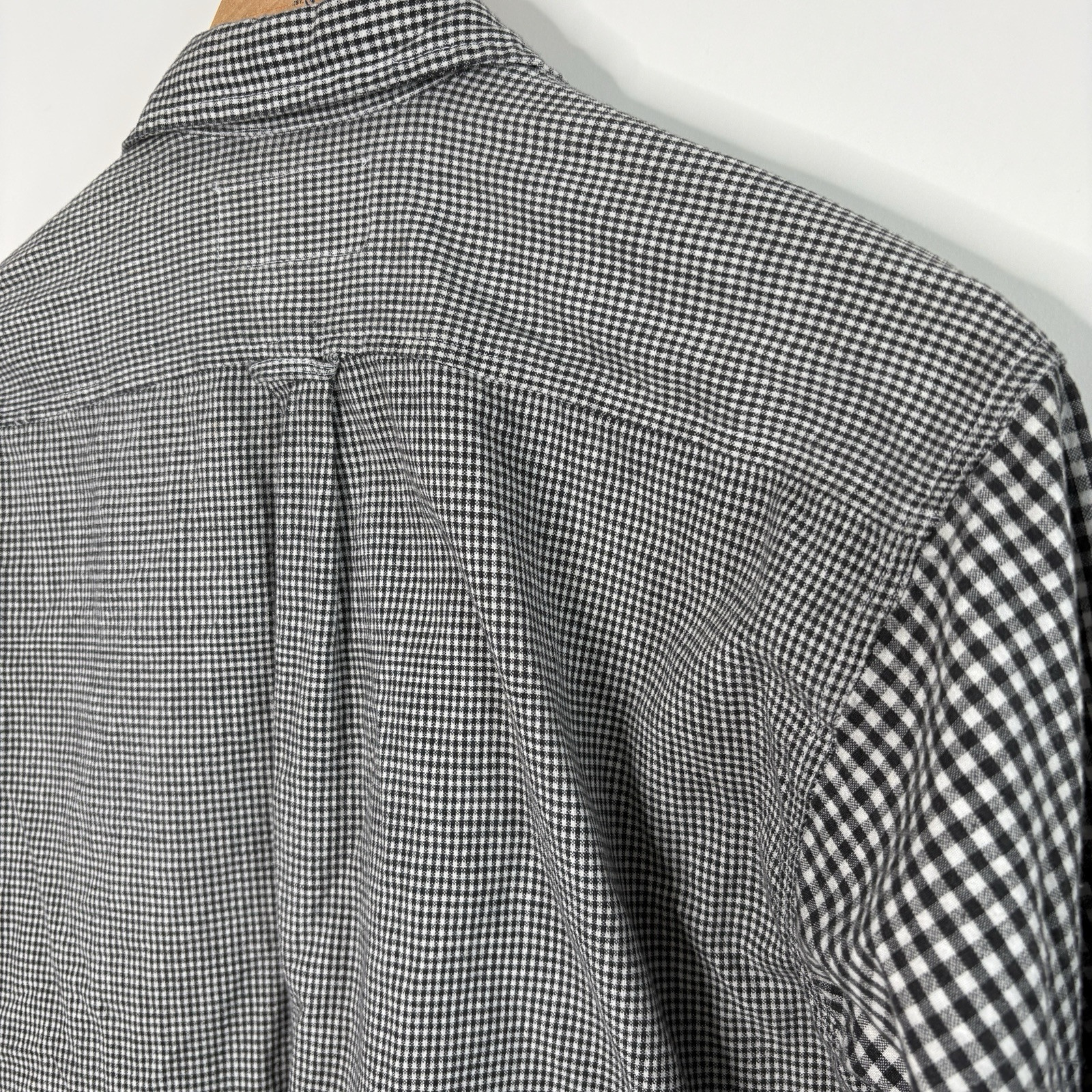 Vintage Bonjour Button Up Gingham Plaid Black White Long Sleeve Womens size M