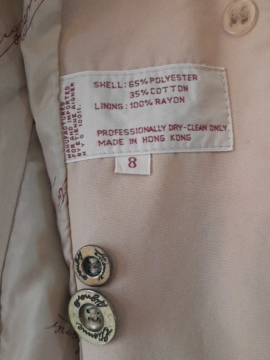 Vintage Etienne Aigner Tan Short Blazer Jacket Women Size 8 Lined Academia READ