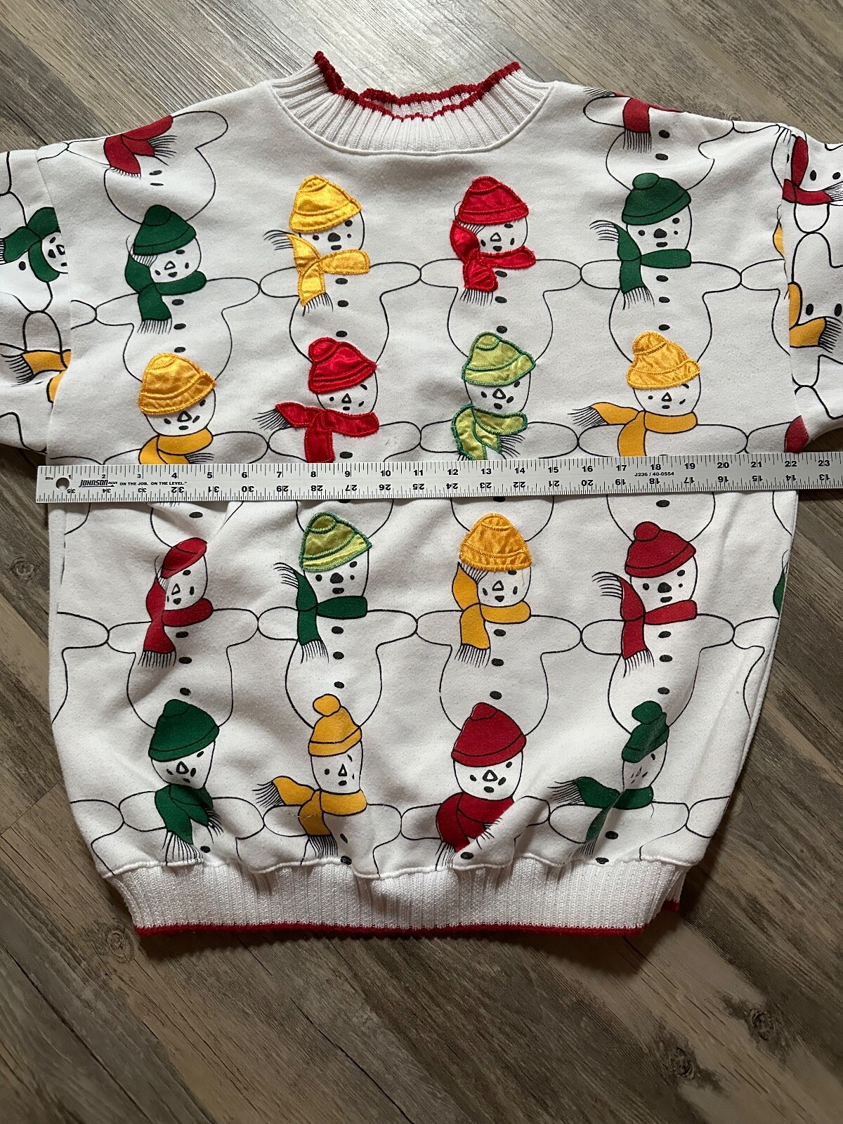 Vtg Hasting Smith AOP All Over Print Snowman Christmas Sweatshirt Medium Granny