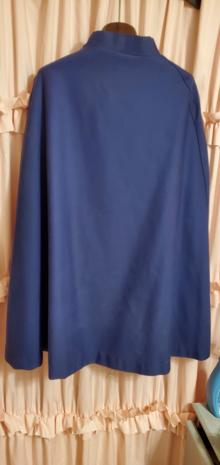 Vintage 60s Jerold Rain Coat Cape Mini Navy Military Gold Buttons Mod Go-Go