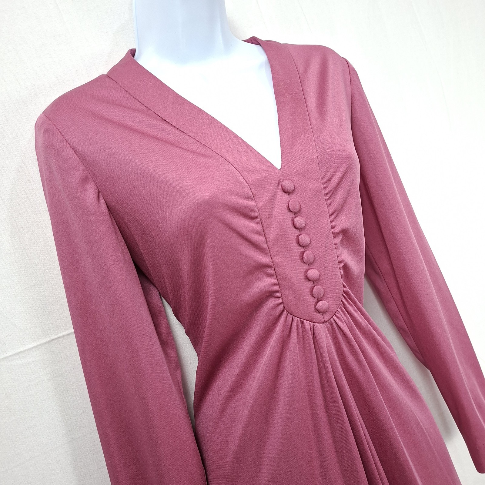 VTG 70s maxi Dress Large prom Hostess Mod Hippie Boho Bridesmaid Mauve Homemade