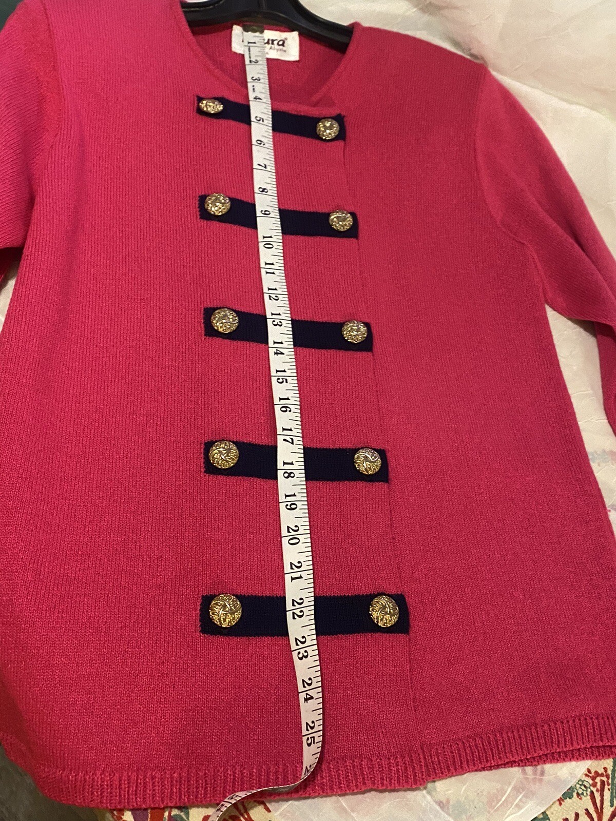 Vintage Double Breasted Hot Pink Sweater By Laura By Alyzia