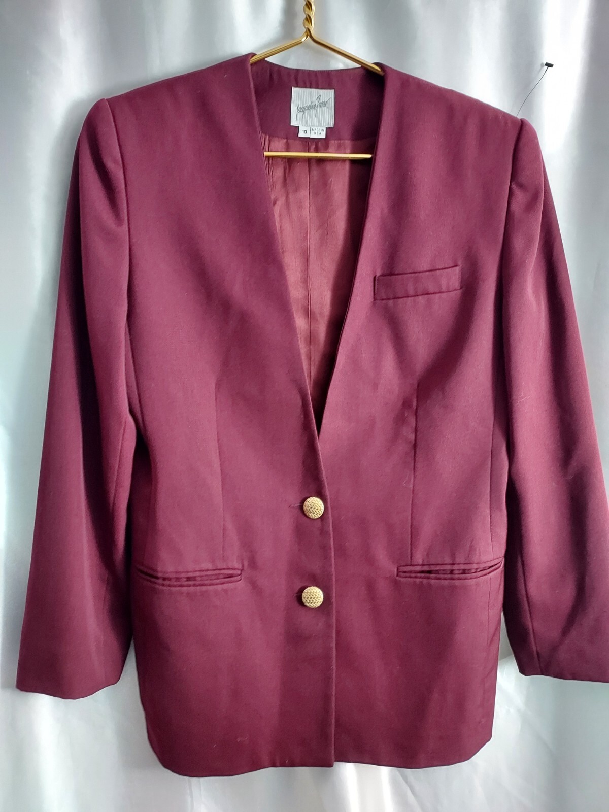 vintage jaqueline ferrar women blazer size 10 burgundy