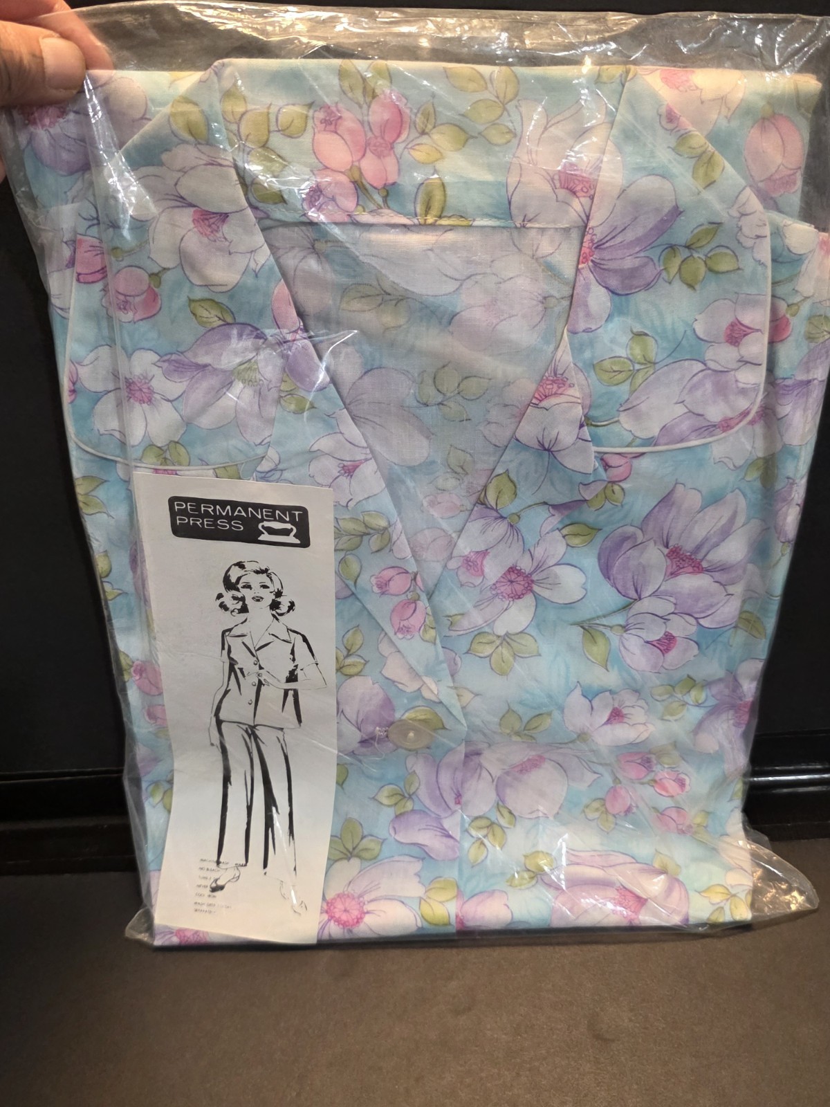 Vintage 1960s 1970s Floral Pajamas Set Deadstock NIP Permanent Press Size 36