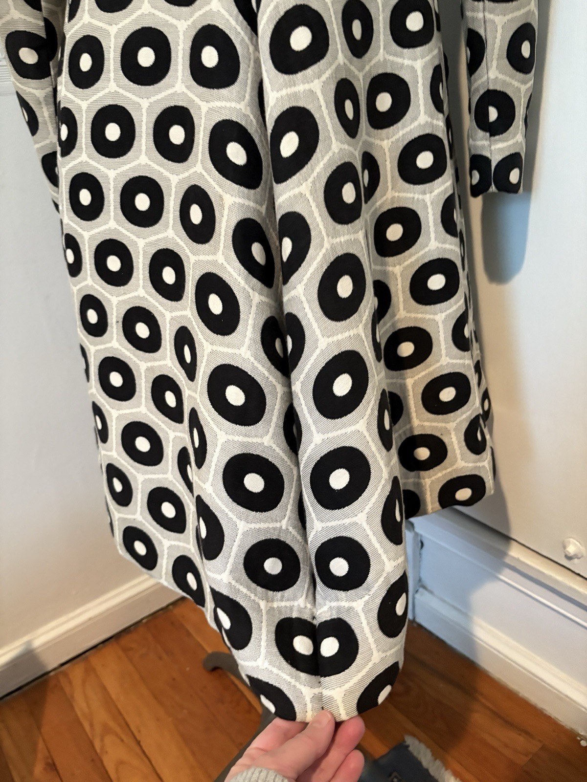 Vintage Ole Borden Rembrandt Black White Pop MCM Fit Flare Dress 60’s M L Polka