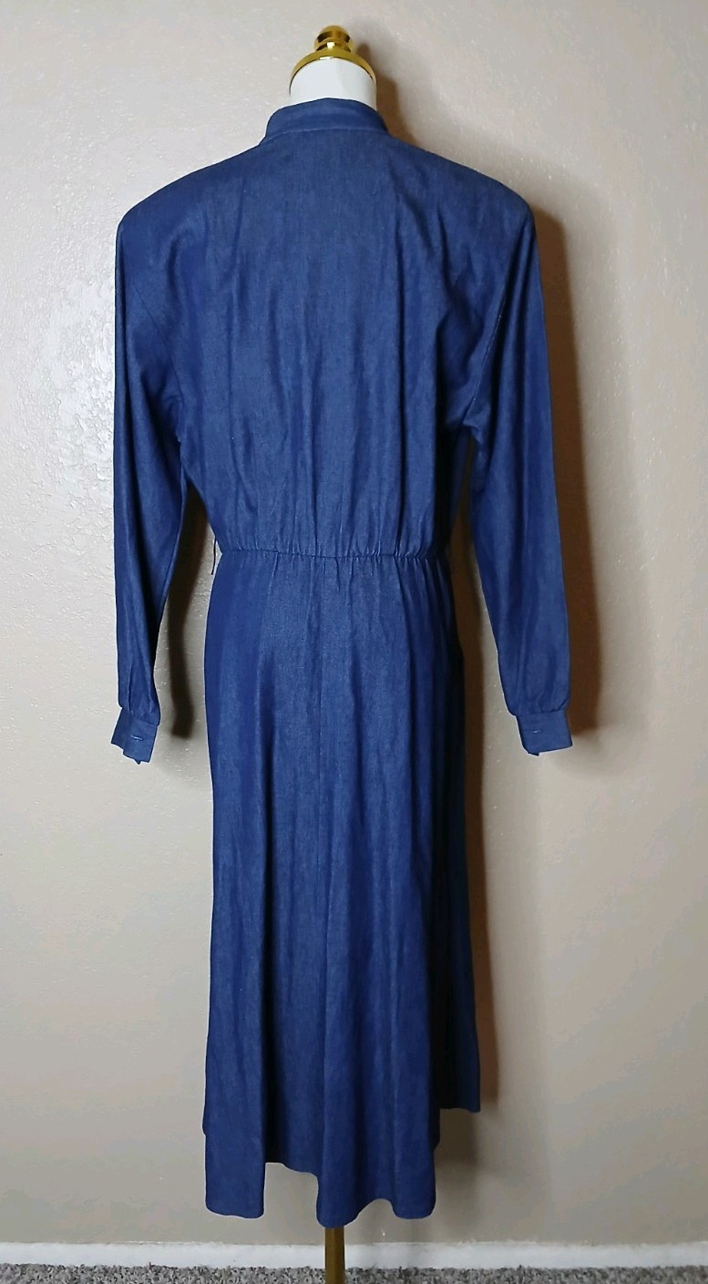 VTG. WILLI Of California Women’s Sz 16 blue long Sleeve Belted long Dress