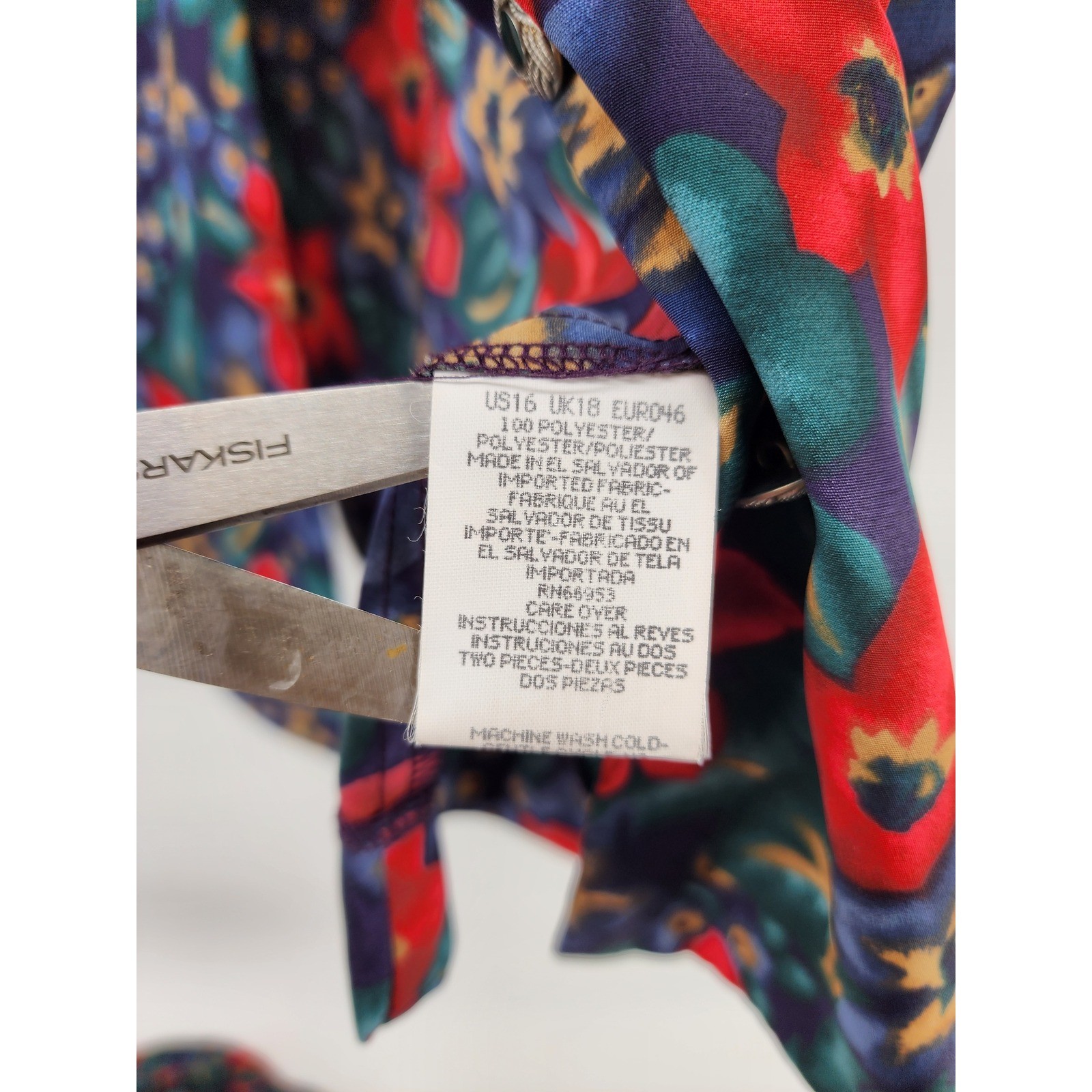 Leslie Fay Vintage Floral Pleated Skirt and Button Front Top Set 14/16WP