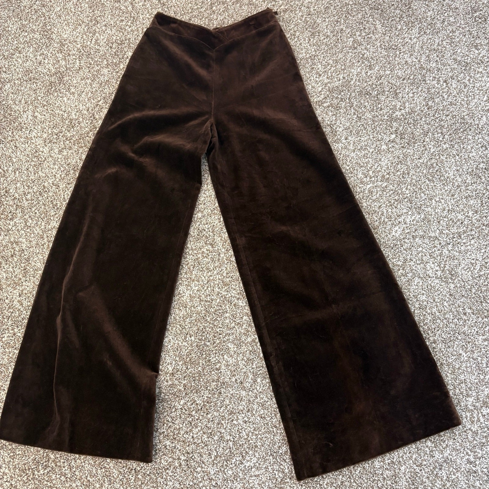 Vintage 70s Rosner Cotton Velvet Wide Leg Slacks West German High Rise Brown 8