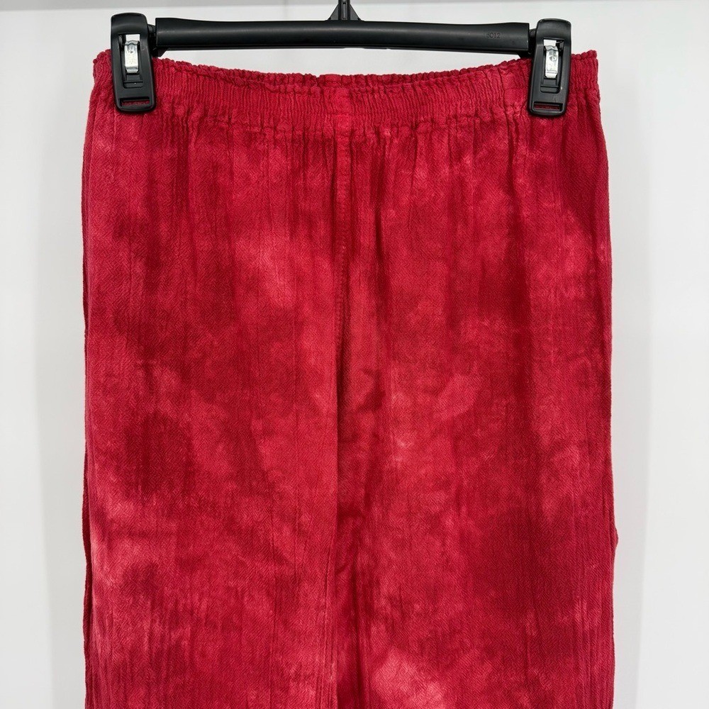 Cotonways Vintage Textured Pull On Pants Elastic Waist Boho Resort Cottagecore
