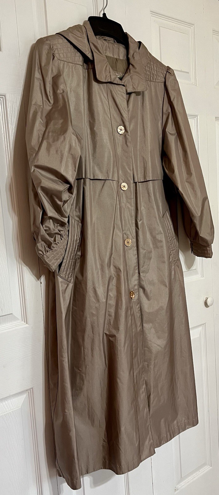 Vintage Chaingo By Fleet Street Trench Raincoat 16 Detachable Hood Sash Pockets