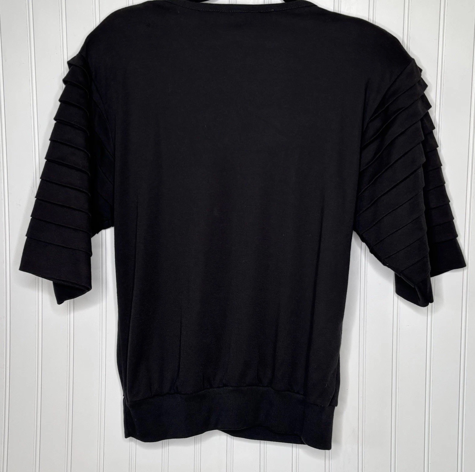 Vtg Bonnie & Bill by Holly 80-90’s Black Top Shirt Med Pleated S/S Buttons Retro